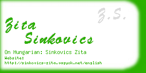 zita sinkovics business card